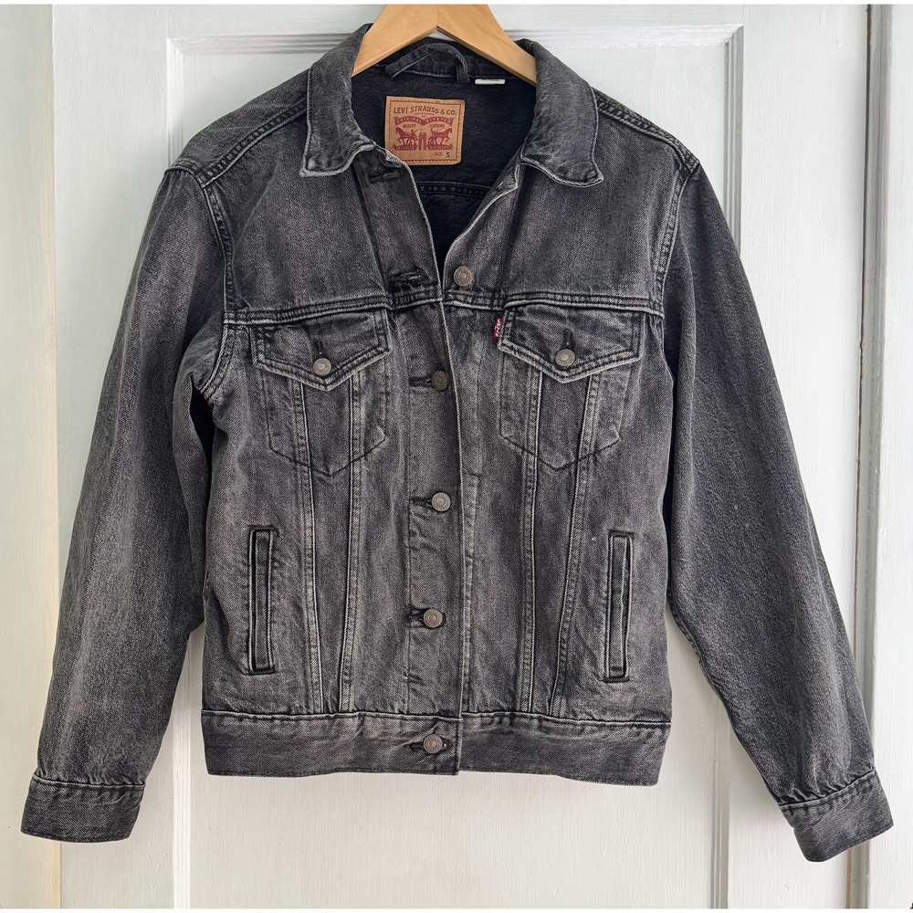 Levi's Women's Original Trucker Jacket Black Wash Denim Jean Coat Size Small S